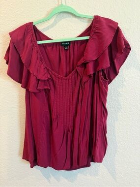 torrid deep magenta ruffle sleeve blouse